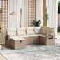 Preview: ARDEBO.de - 6-tlg. Garten-Sofagarnitur mit Kissen Beige Poly Rattan