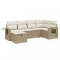 Preview: 6-tlg. Garten-Sofagarnitur mit Kissen Beige Poly Rattan