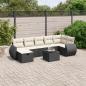 Preview: ARDEBO.de - 8-tlg. Garten-Sofagarnitur mit Kissen Schwarz Poly Rattan