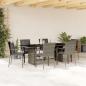 Preview: ARDEBO.de - 7-tlg. Garten-Essgruppe mit Kissen Grau Poly Rattan