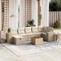 Preview: ARDEBO.de - 8-tlg. Garten-Sofagarnitur mit Kissen Beige Poly Rattan