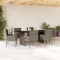 Preview: ARDEBO.de - 7-tlg. Garten-Essgruppe mit Kissen Grau Poly Rattan