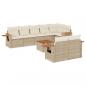 Preview: 9-tlg. Garten-Sofagarnitur mit Kissen Beige Poly Rattan