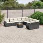 Preview: ARDEBO.de - 11-tlg. Garten-Sofagarnitur mit Kissen Schwarz Poly Rattan