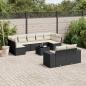 Preview: ARDEBO.de - 10-tlg. Garten-Sofagarnitur mit Kissen Schwarz Poly Rattan