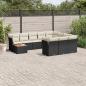 Preview: ARDEBO.de - 11-tlg. Garten-Sofagarnitur mit Kissen Schwarz Poly Rattan