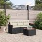 Preview: ARDEBO.de - 4-tlg. Garten-Sofagarnitur mit Kissen Schwarz Poly Rattan 