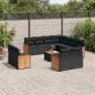 Preview: ARDEBO.de - 12-tlg. Garten-Sofagarnitur mit Kissen Schwarz Poly Rattan