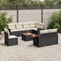 Preview: ARDEBO.de - 9-tlg. Garten-Sofagarnitur mit Kissen Schwarz Poly Rattan