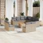 Preview: ARDEBO.de - 12-tlg. Garten-Sofagarnitur mit Kissen Beige Poly Rattan