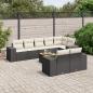 Preview: ARDEBO.de - 9-tlg. Garten-Sofagarnitur mit Kissen Schwarz Poly Rattan