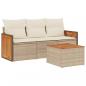 Preview: ARDEBO.de - 4-tlg. Garten-Sofagarnitur mit Kissen Beige Poly Rattan