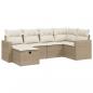 Preview: 6-tlg. Garten-Sofagarnitur mit Kissen Beige Poly Rattan