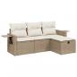 Preview: 4-tlg. Garten-Sofagarnitur mit Kissen Beige Poly Rattan