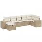 Preview: 7-tlg. Garten-Sofagarnitur mit Kissen Beige Poly Rattan