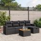 Preview: ARDEBO.de - 6-tlg. Garten-Sofagarnitur mit Kissen Schwarz Poly Rattan