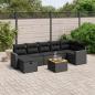 Preview: ARDEBO.de - 8-tlg. Garten-Sofagarnitur mit Kissen Schwarz Poly Rattan