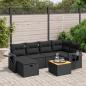 Preview: ARDEBO.de - 7-tlg. Garten-Sofagarnitur mit Kissen Schwarz Poly Rattan