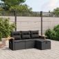 Preview: ARDEBO.de - 4-tlg. Garten-Sofagarnitur mit Kissen Schwarz Poly Rattan