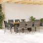 Preview: ARDEBO.de - 9-tlg. Garten-Essgruppe mit Kissen Grau Poly Rattan