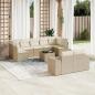 Preview: ARDEBO.de - 10-tlg. Garten-Sofagarnitur mit Kissen Beige Poly Rattan