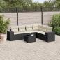 Preview: ARDEBO.de - 7-tlg. Garten-Sofagarnitur mit Kissen Schwarz Poly Rattan