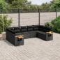 Preview: ARDEBO.de - 9-tlg. Garten-Sofagarnitur mit Kissen Schwarz Poly Rattan