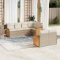 Preview: ARDEBO.de - 7-tlg. Garten-Sofagarnitur mit Kissen Beige Poly Rattan