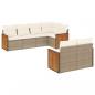 Preview: 7-tlg. Garten-Sofagarnitur mit Kissen Beige Poly Rattan