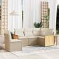 Preview: ARDEBO.de - 5-tlg. Garten-Sofagarnitur mit Kissen Beige Poly Rattan