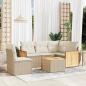 Preview: ARDEBO.de - 6-tlg. Garten-Sofagarnitur mit Kissen Beige Poly Rattan