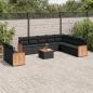 Preview: ARDEBO.de - 11-tlg. Garten-Sofagarnitur mit Kissen Schwarz Poly Rattan