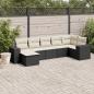 Preview: ARDEBO.de - 7-tlg. Garten-Sofagarnitur mit Kissen Schwarz Poly Rattan