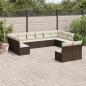 Preview: ARDEBO.de - 12-tlg. Garten-Sofagarnitur mit Kissen Braun Poly Rattan