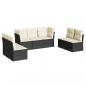 Preview: 7-tlg. Garten-Sofagarnitur mit Kissen Schwarz Poly Rattan