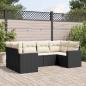 Preview: ARDEBO.de - 6-tlg. Garten-Sofagarnitur mit Kissen Schwarz Poly Rattan