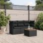 Preview: ARDEBO.de - 4-tlg. Garten-Sofagarnitur mit Kissen Schwarz Poly Rattan