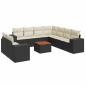 Preview: 10-tlg. Garten-Sofagarnitur mit Kissen Schwarz Poly Rattan