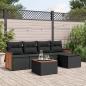 Preview: ARDEBO.de - 6-tlg. Garten-Sofagarnitur mit Kissen Schwarz Poly Rattan