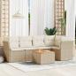 Preview: ARDEBO.de - 6-tlg. Garten-Sofagarnitur mit Kissen Beige Poly Rattan