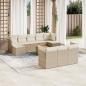 Preview: ARDEBO.de - 11-tlg. Garten-Sofagarnitur mit Kissen Beige Poly Rattan