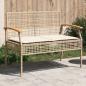 Preview: ARDEBO.de - Gartenbank mit Kissen Beige Poly Rattan Akazienholz