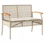 Preview: Gartenbank mit Kissen Beige Poly Rattan Akazienholz