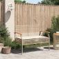 Preview: Gartenbank mit Kissen Beige Poly Rattan Akazienholz