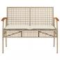 Preview: Gartenbank mit Kissen Beige Poly Rattan Akazienholz