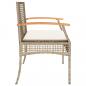 Preview: Gartenbank mit Kissen Beige Poly Rattan Akazienholz