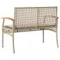 Preview: Gartenbank mit Kissen Beige Poly Rattan Akazienholz