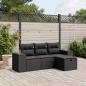 Preview: ARDEBO.de - 4-tlg. Garten-Sofagarnitur mit Kissen Schwarz Poly Rattan