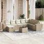 Preview: ARDEBO.de - 9-tlg. Garten-Sofagarnitur mit Kissen Beige Poly Rattan