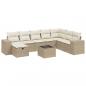 Preview: 9-tlg. Garten-Sofagarnitur mit Kissen Beige Poly Rattan